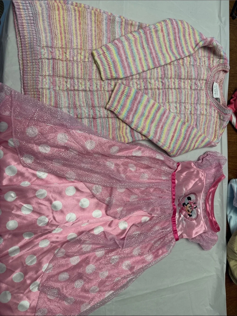 The Children's Place Pastel Pink Striped Knit Sweater and Minnie Mouse Dress